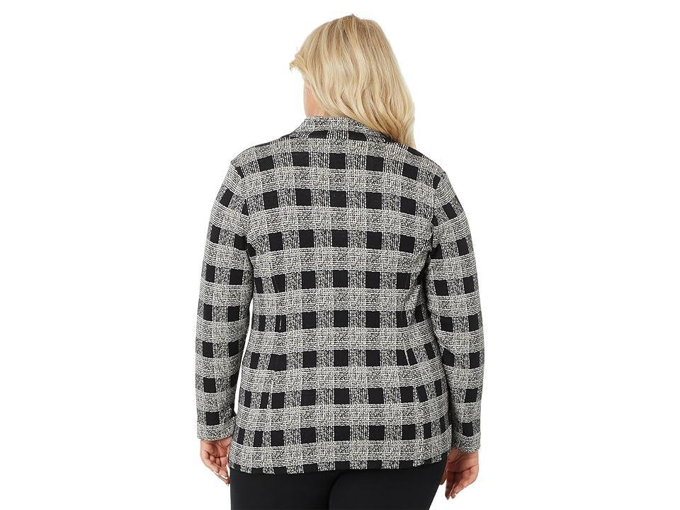 NIC+ZOE Plus Size Perfectly Plaid Knit Blazer Multi) Women's Suits Sets Product Image