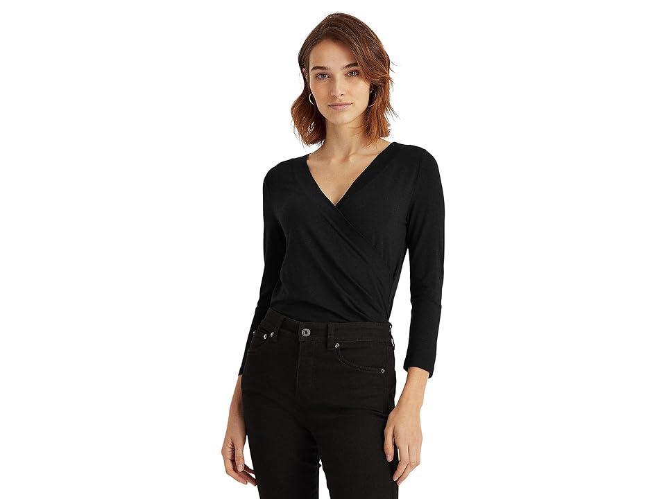 Lauren Ralph Lauren Petite Surplice Jersey Top (Polo ) Women's Clothing product image