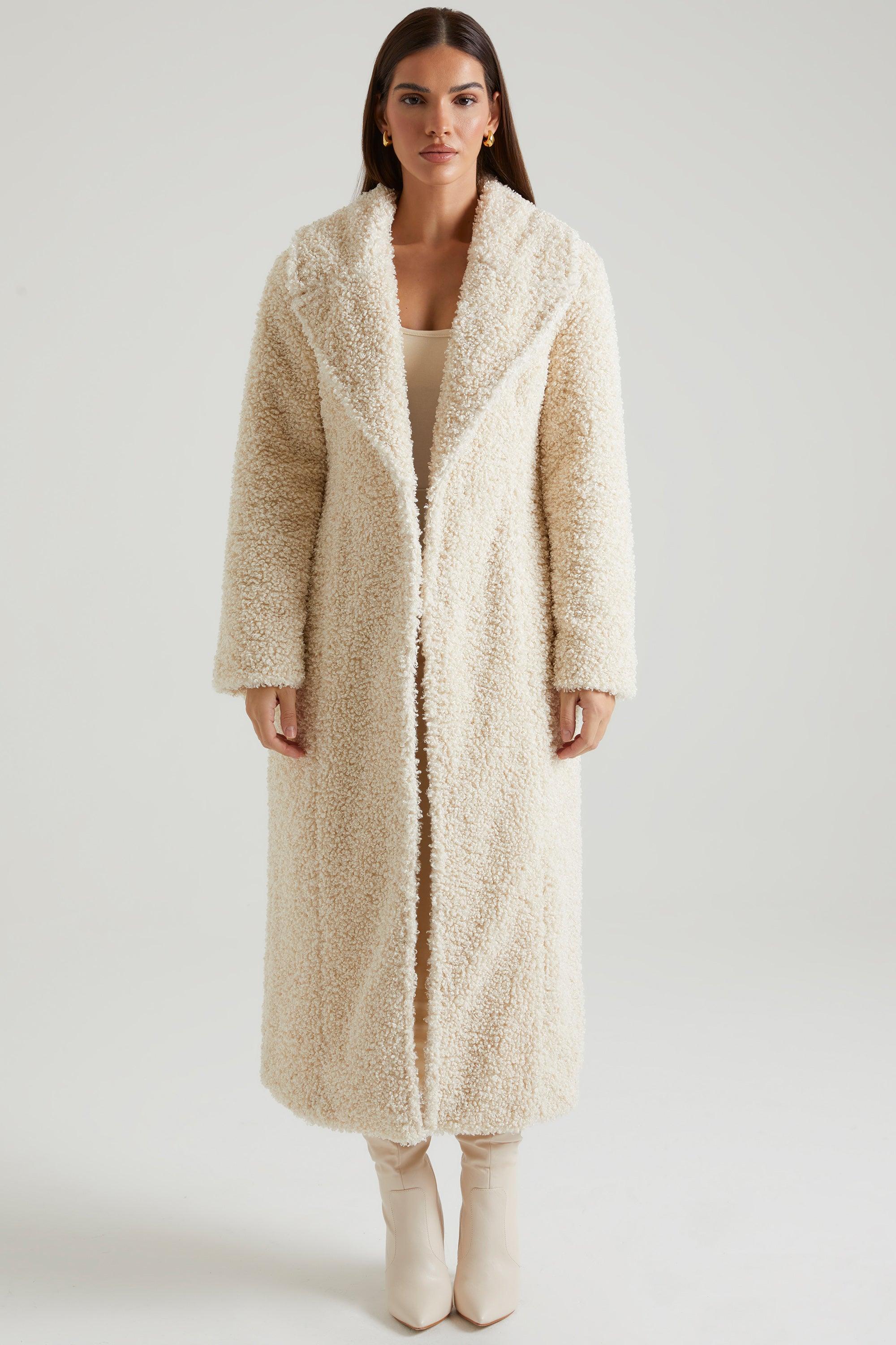 Long Shearling Coat in Cream Product Image