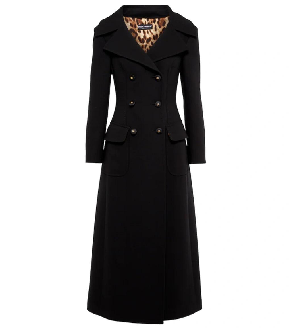 Virgin Wool Double-breasted Coat Dress In Nero Product Image