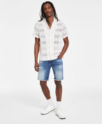 Guess Mens Crochet Knit Shirt Denim Shorts Product Image