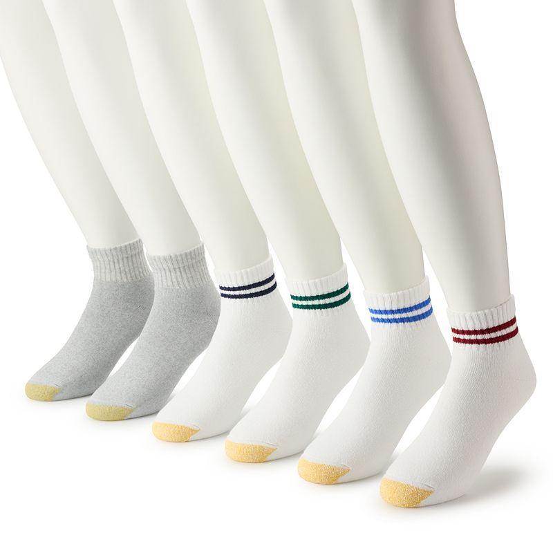 Mens GOLDTOE 6-pack Athletic Cushioned Cotton Quarter Socks Product Image