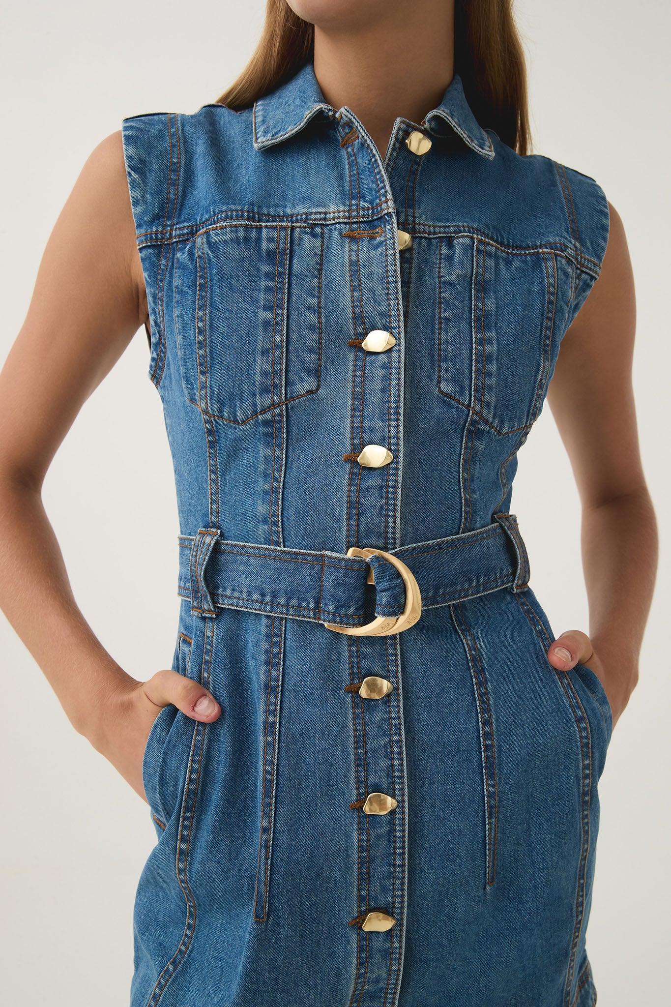 Darcie Denim Mini Dress Product Image