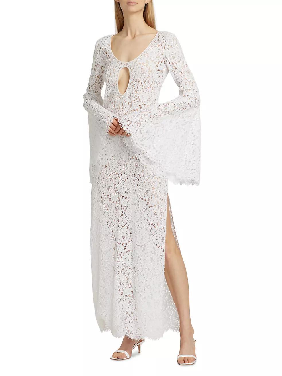 Sequin-Embellished Cotton-Blend Lace Gown Product Image