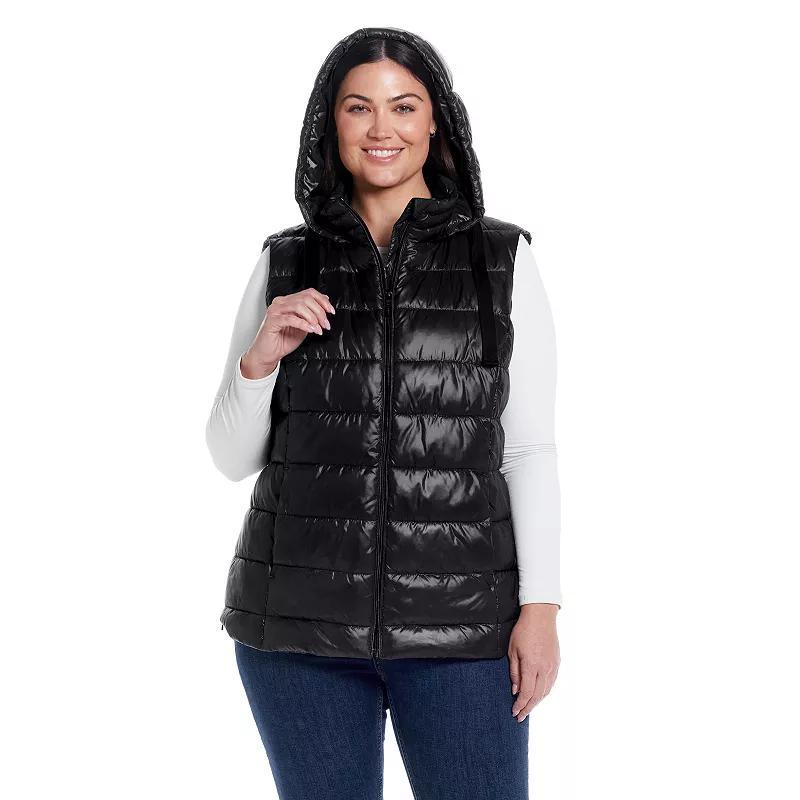 Plus Size Weathercast Hooded Puffer Vest, Womens Product Image