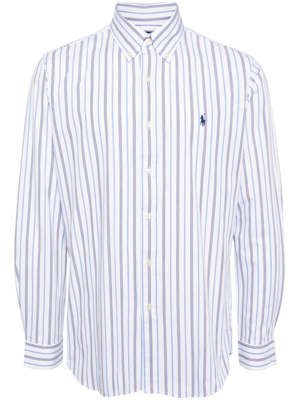 Striped Long-sleeve Shirt In White Product Image