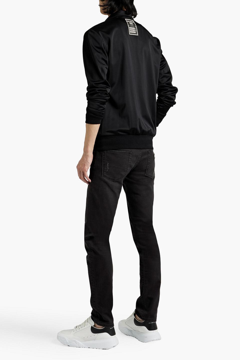 Appliquéd Satin-jersey Jacket In Black Product Image