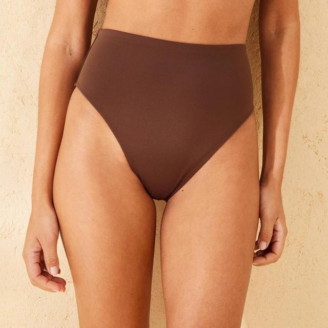 Womens Shaping High Waist High Leg Cheeky Bikini Bottom - Shade & Shore Brown L Product Image