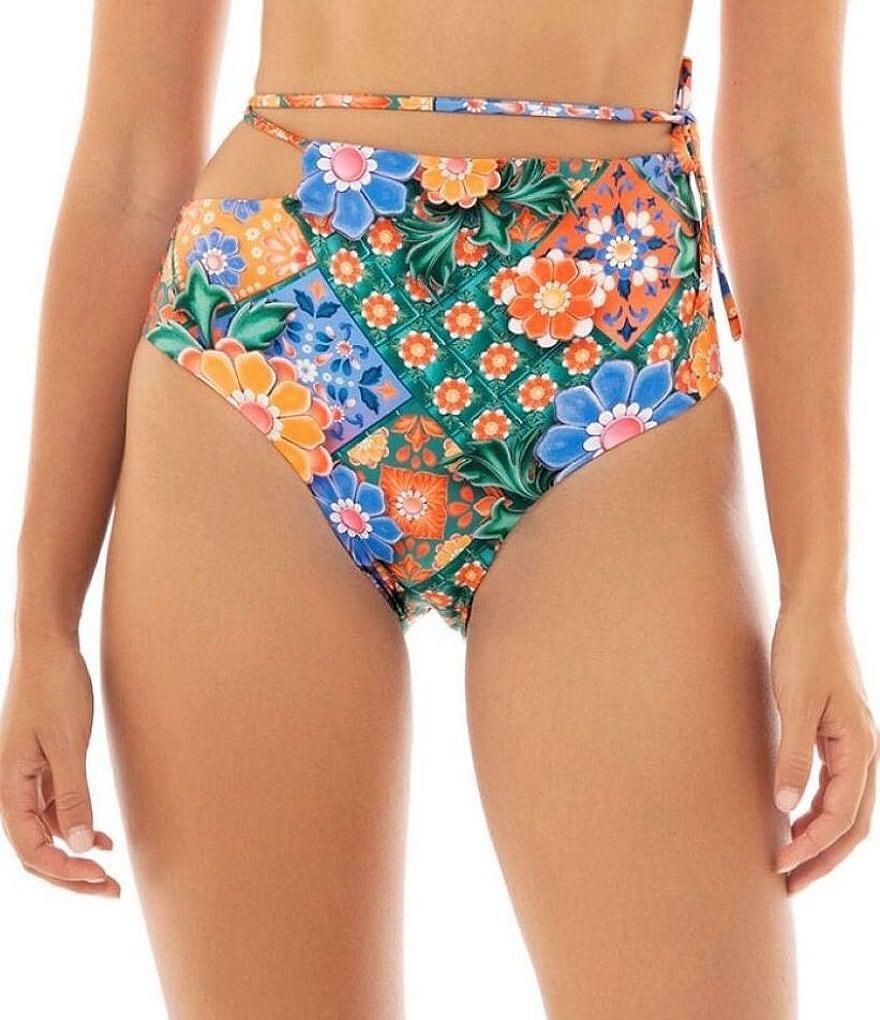 Agua Bendita Glenda Tile Tie Side Strappy Waist High Waisted Swim Bottom Product Image