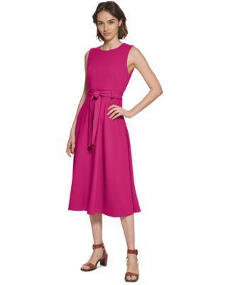 Calvin Klein Womens Belted A-Line Dress Product Image