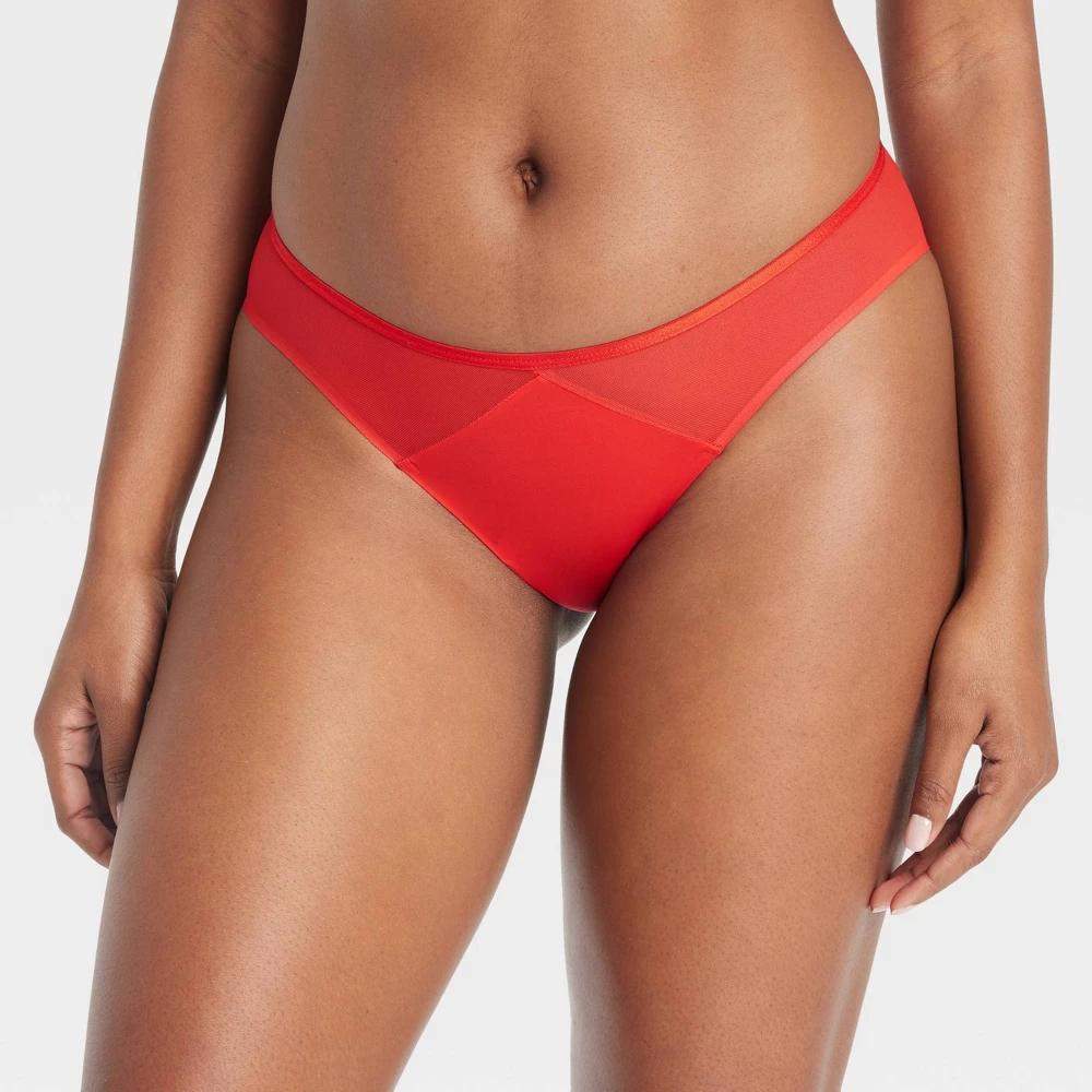 Womens Invisible Edge Bikini Underwear with Mesh - Auden Red XL Product Image