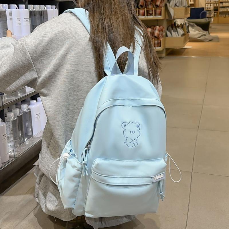 Bear Embroidered Nylon Backpack Product Image