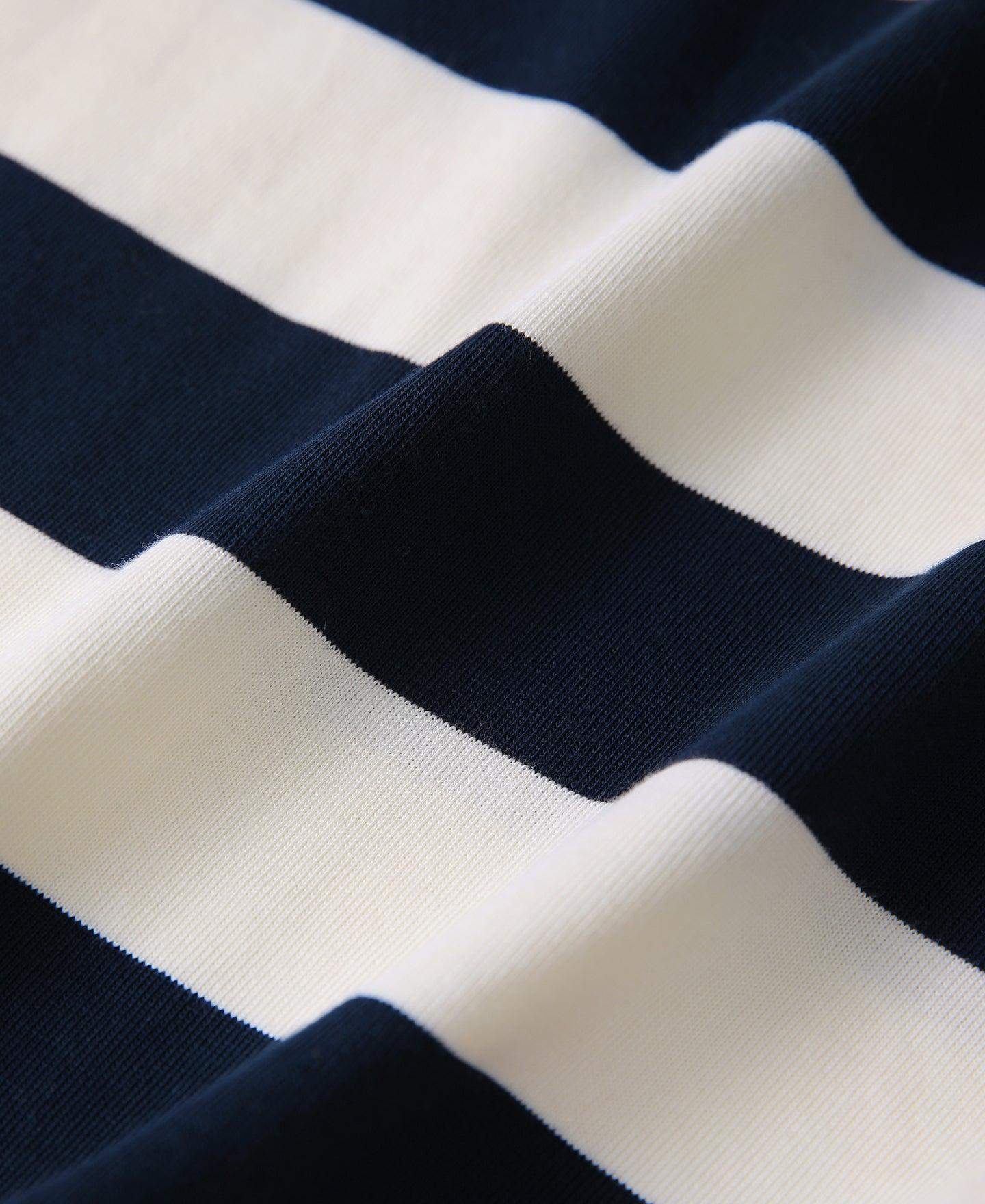 Heavyweight Cotton Wide Striped T-Shirt - Blue/White Product Image