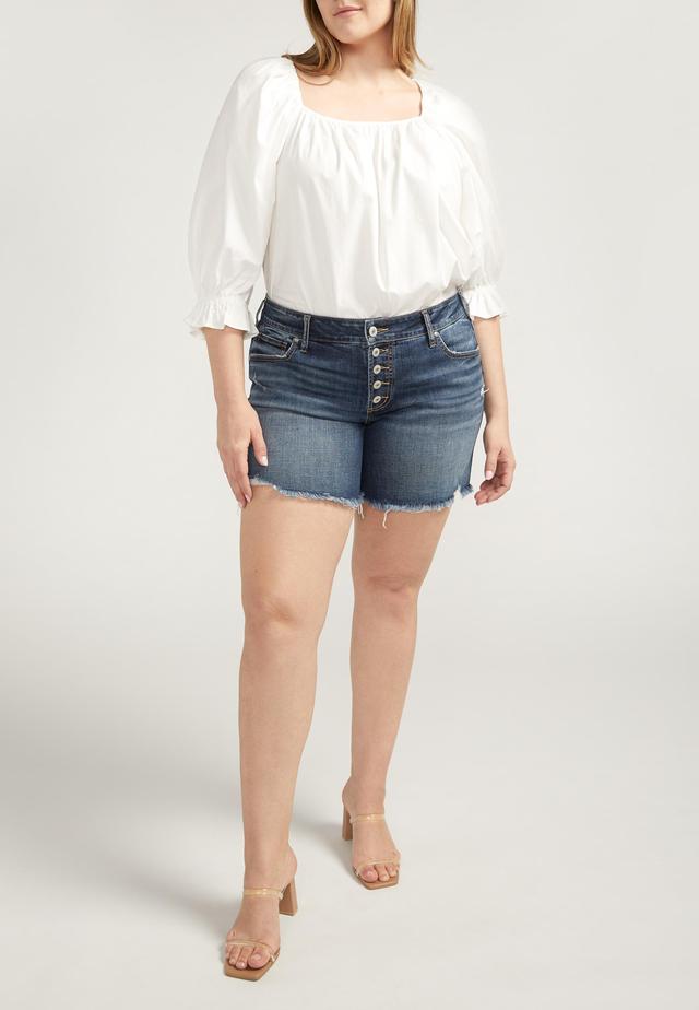 Plus Size Silver Jeans Co.® Mid Rise Luxe Stretch Frayed Hem 6in Boyfriend Short Product Image