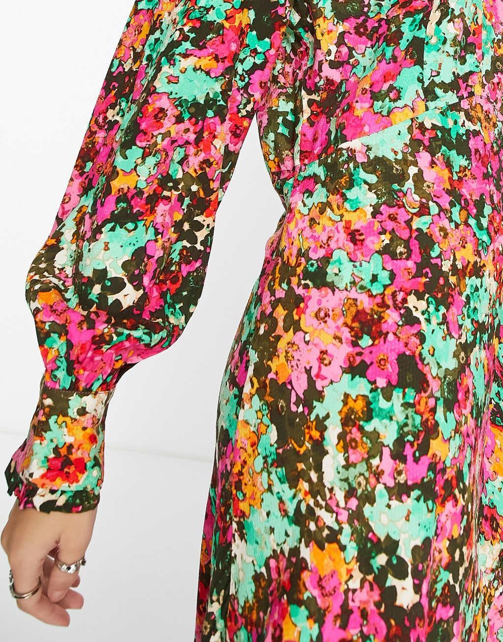 YAS long sleeve midi dress in florals Product Image