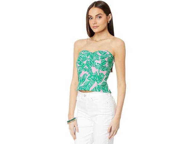 Lilly Pulitzer Kylo Strapless Stretch Bustier Top (Conch Shell Pink Lets Go Bananas) Women's Clothing Product Image