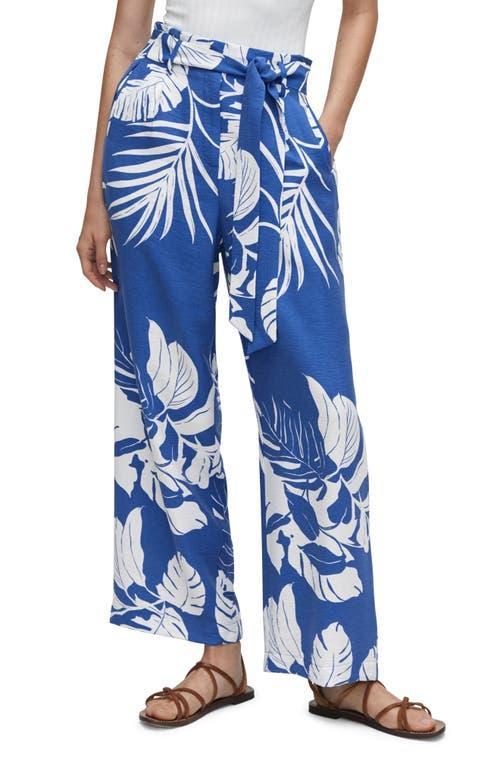 MANGO Tropical Print Wide Leg Paperbag Pants Product Image