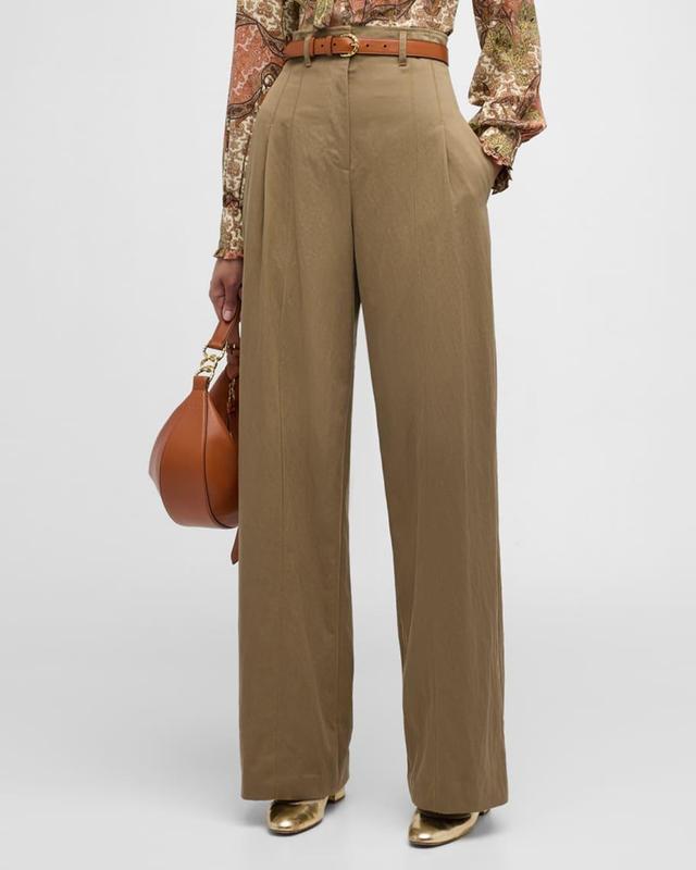 Delvine High-Rise Pleated Wide-Leg Pants Product Image