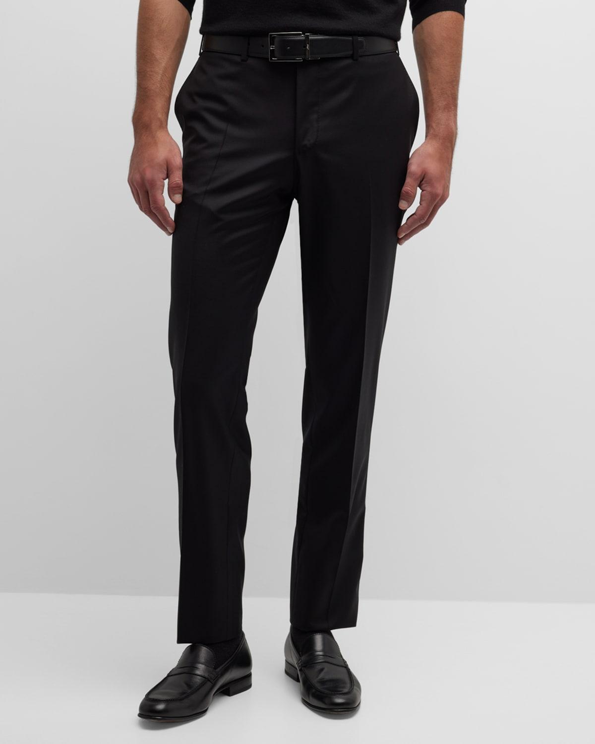 Mens Melange Flat-Front Trousers Product Image