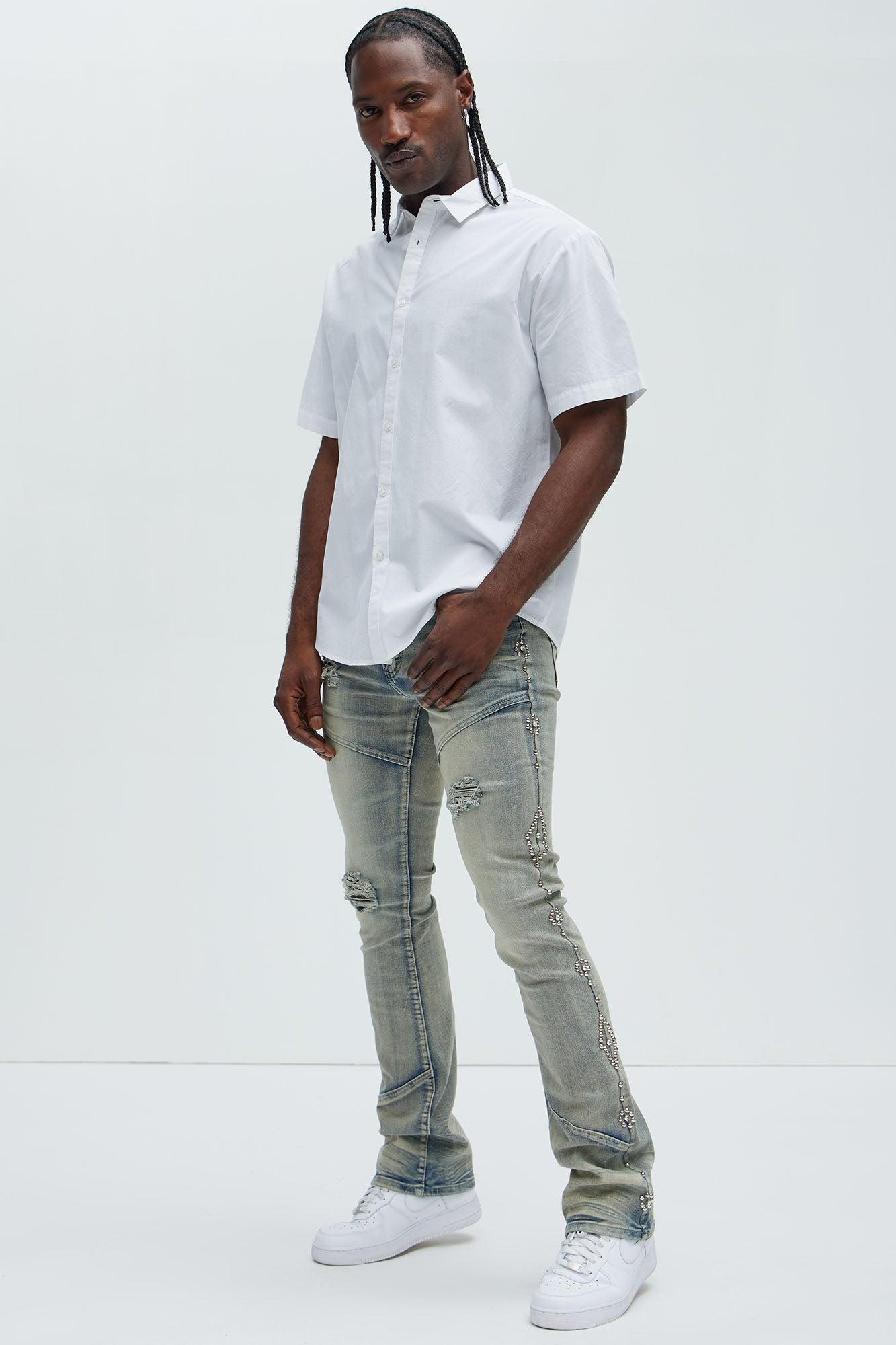 Be Along The Sides Stacked Skinny Flare Jeans - Light Wash Product Image