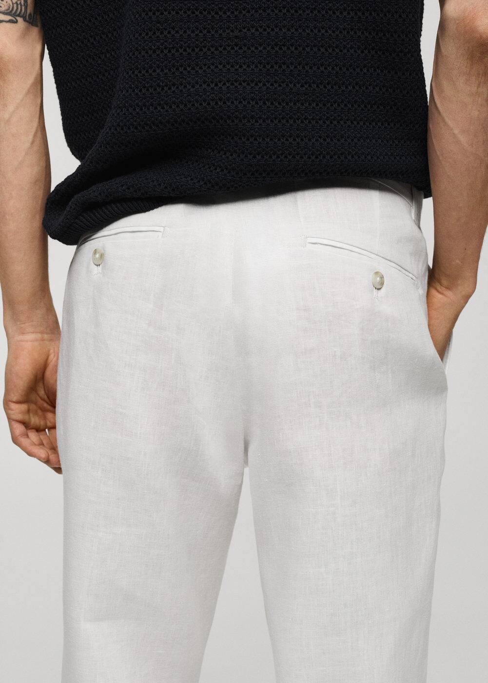 Mango Mens Linen Slim-Fit Pants Product Image