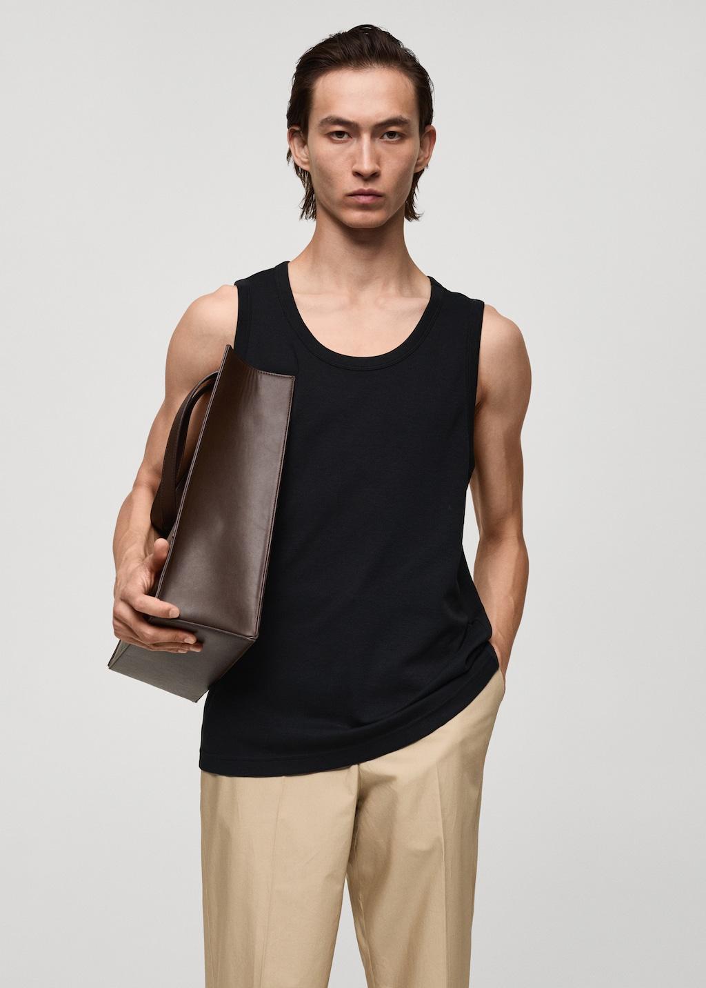 100% cotton tank top - Men | MANGO USA Product Image