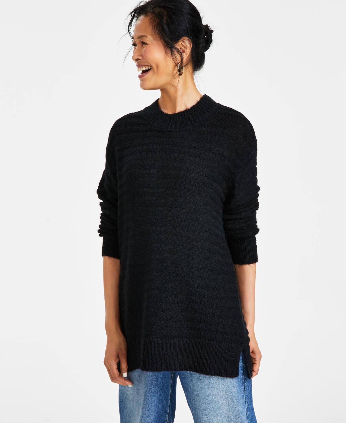 Style & Co Womens Textured Crewneck Tunic Sweater, Regular & Petite, Created for Macys Product Image