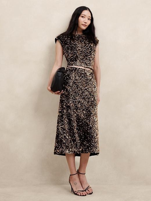 Sequin Midi Slip Skirt Product Image