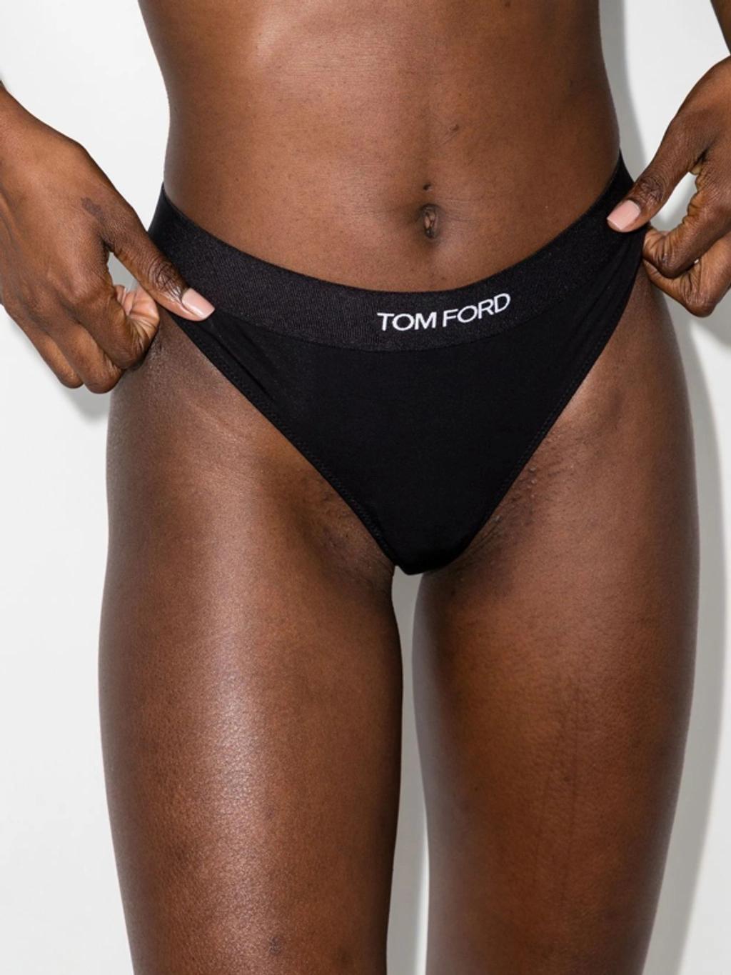 TOM FORD Logo Modal Jersey Thong In Black Product Image