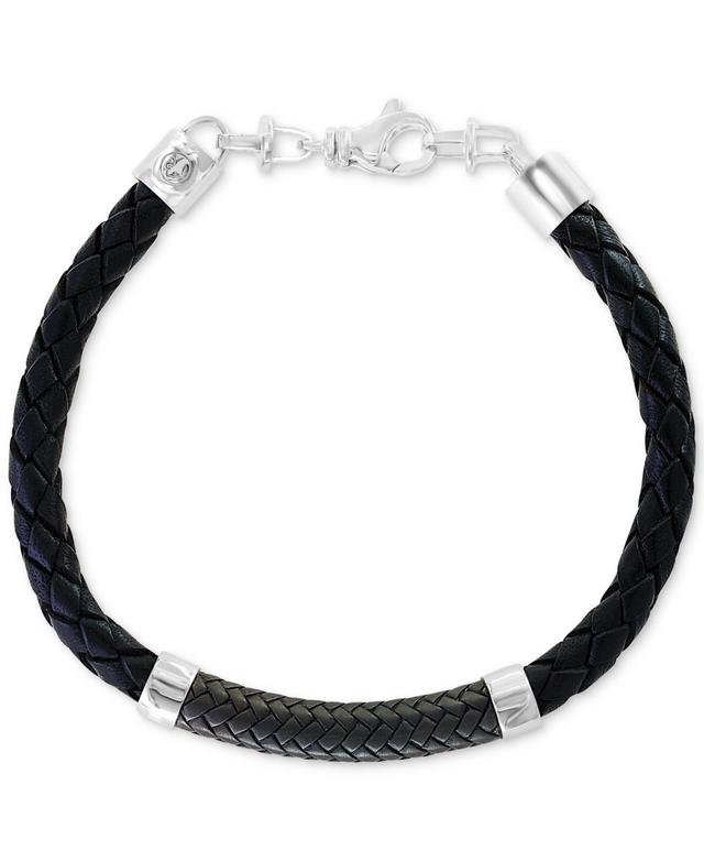 Effy Mens Leather Bracelet in Sterling Silver Product Image