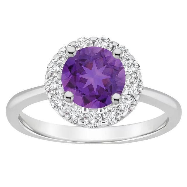 Celebration Gems Sterling Silver Gemstone Halo Ring, Womens Purple Product Image