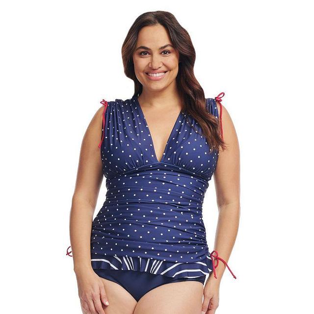 Plus Size Mazu Polka Dot Convertible Length Tankini Swim Top, Womens Product Image