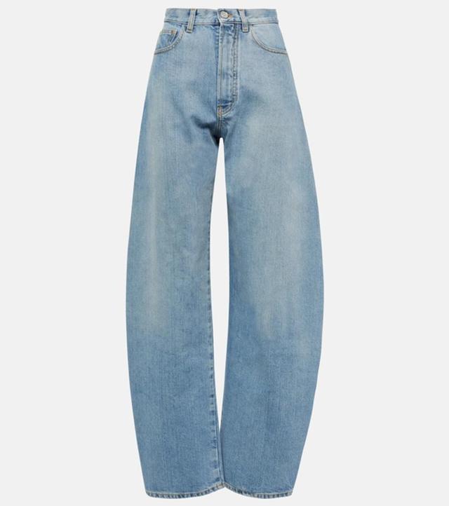 ALAÏA High-rise Barrel-leg Jeans In Blau Product Image