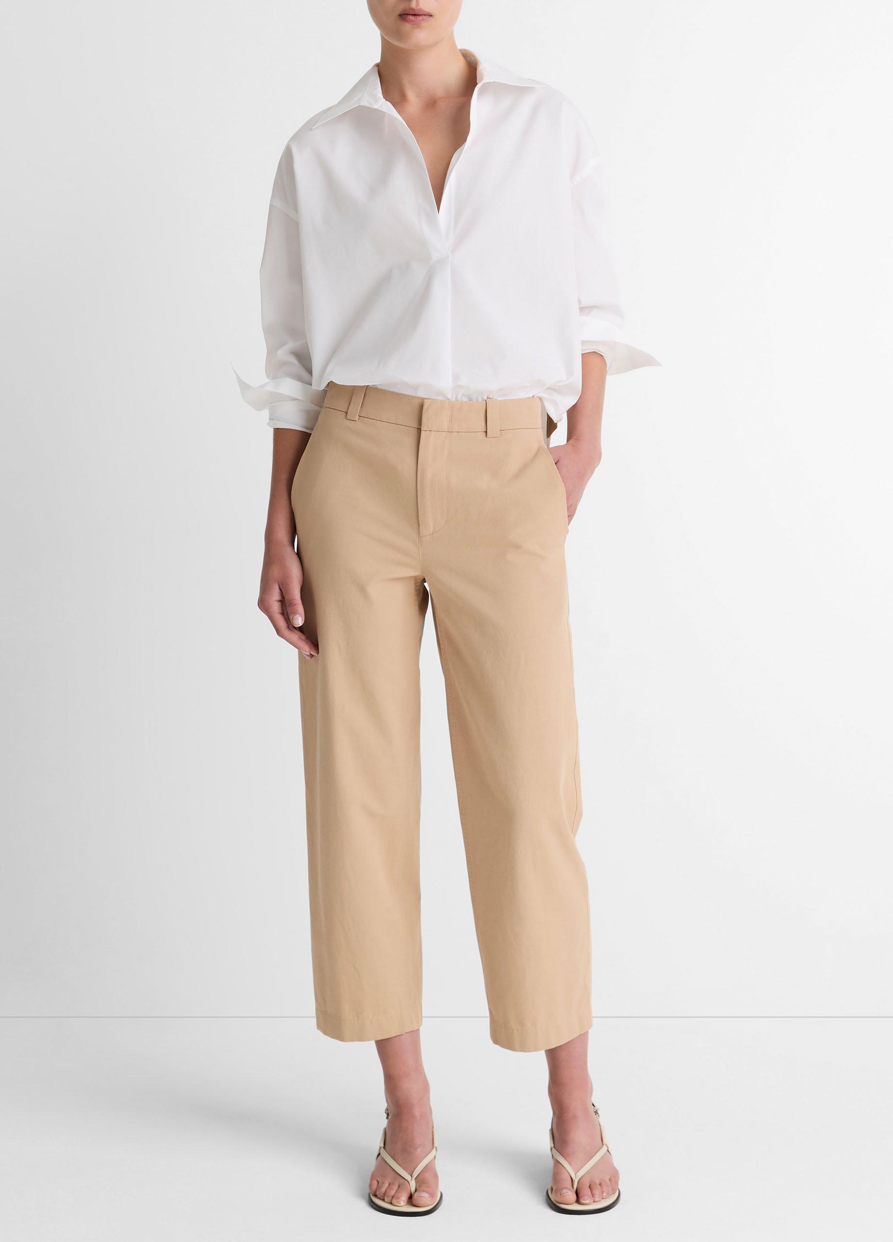 Low-Rise Washed Cotton Crop Pant Product Image