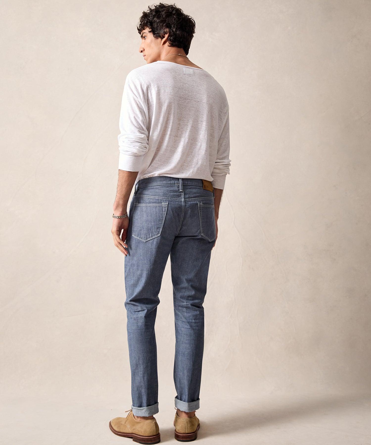 Slim Lightweight Japanese Selvedge Jean in Slate Blue Product Image