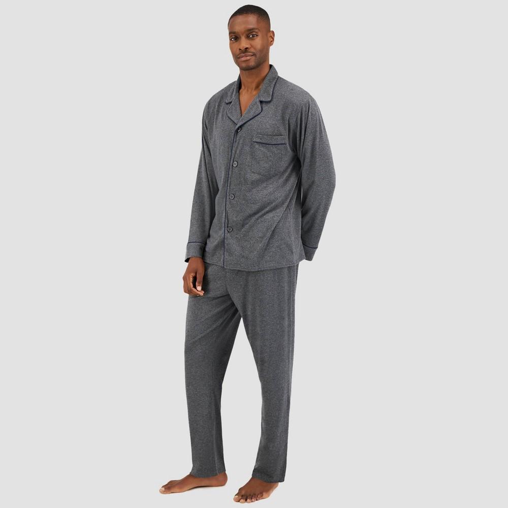 Hanes Premium Mens Knit Long Sleeve Pajama Set 2pc - Charcoal Gray XL Product Image