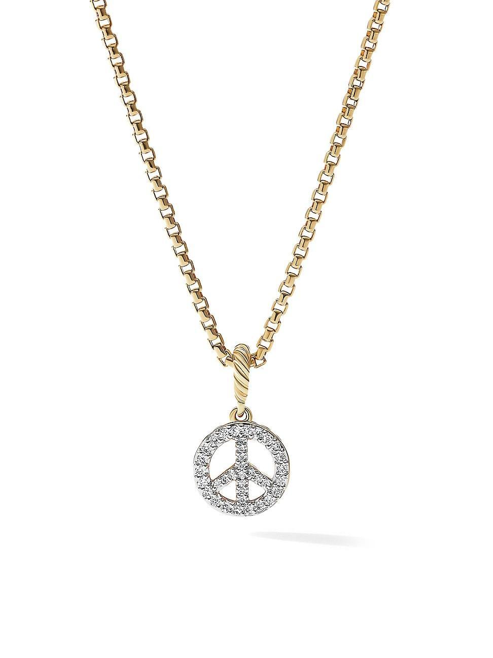 Womens Peace Sign Amulet In 18K Yellow Gold With Pav Diamonds Product Image