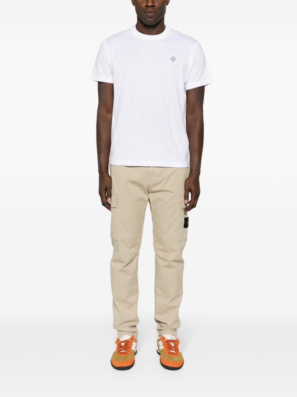 STONE ISLAND Compass-patch Cotton T-shirt In White Product Image