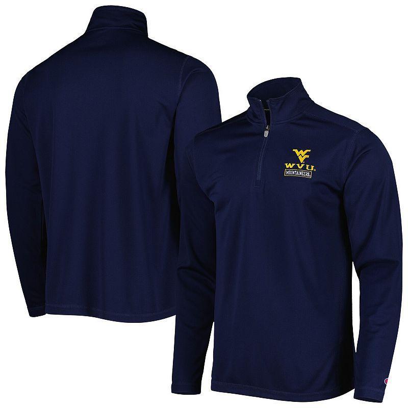 Mens Champion West Virginia Mountaineers Textured Quarter-Zip Jacket Blue Product Image