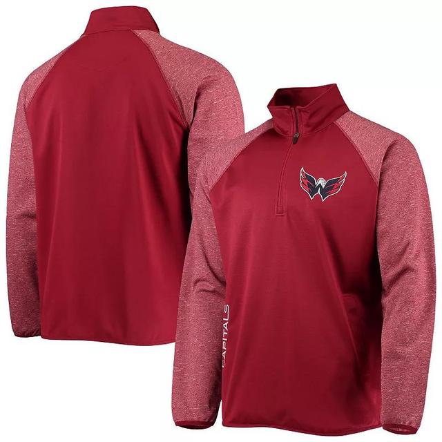 Mens Starter Red Washington Capitals Transitional Raglan Half-Zip Top Product Image