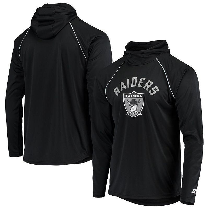 Mens Starter Black Las Vegas Raiders Raglan Long Sleeve Hoodie T-Shirt product image