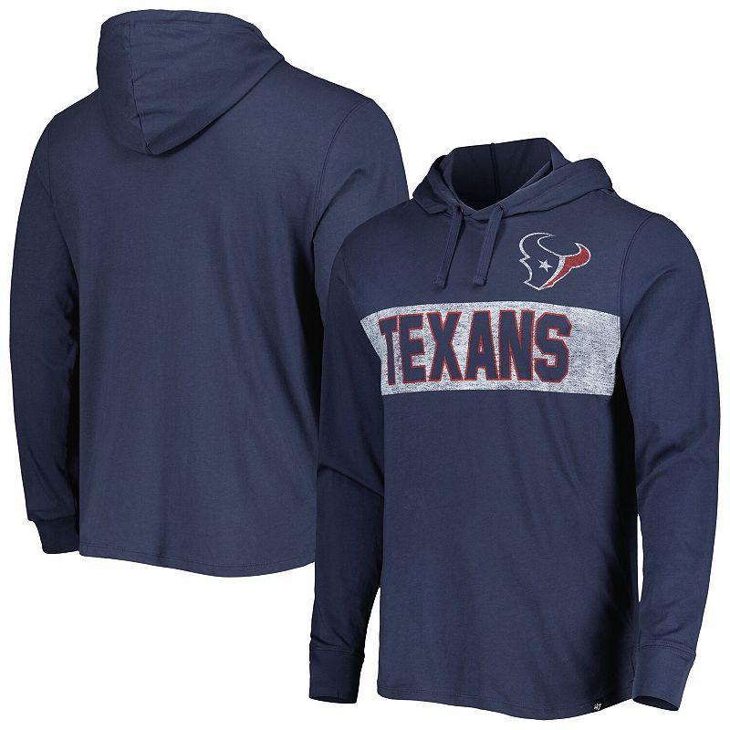 Men's '47 Navy Houston Texans Field Franklin Hooded Long Sleeve T-Shirt Product Image