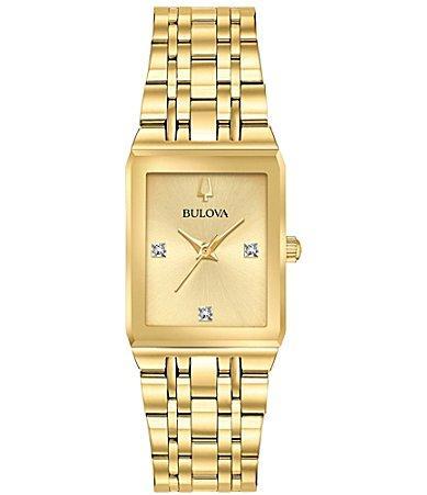 Bulova Womens Quadra Quartz Analog Gold Tone Stainless Steel Bracelet Watch Product Image