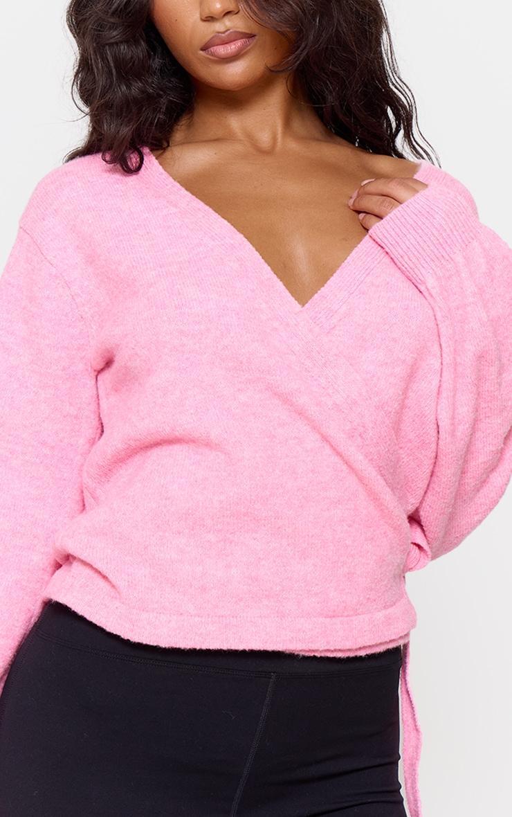 Pink Soft Knit Wrap Cardigan Product Image