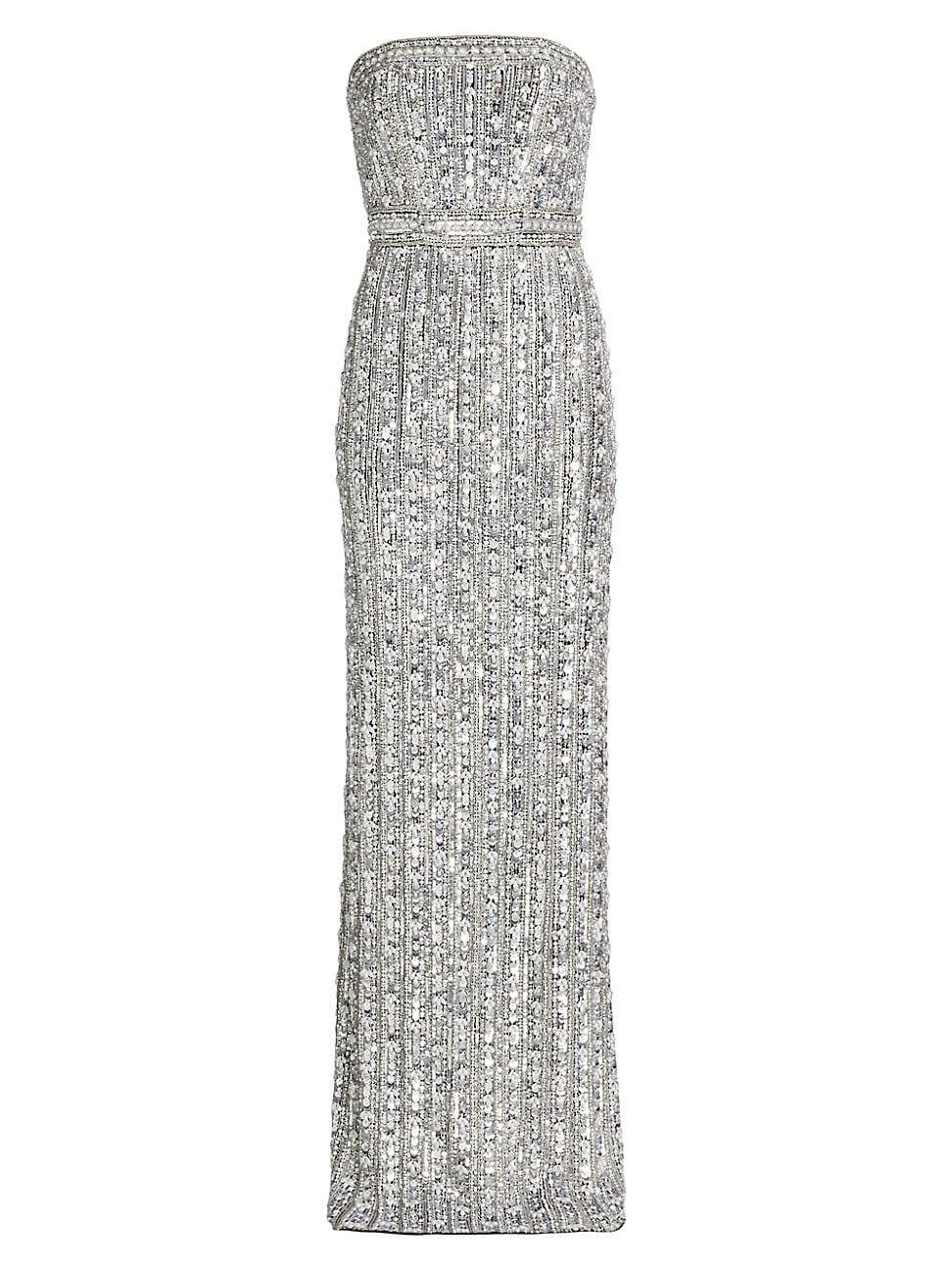 Womens Beaded Strapless Column Gown Product Image