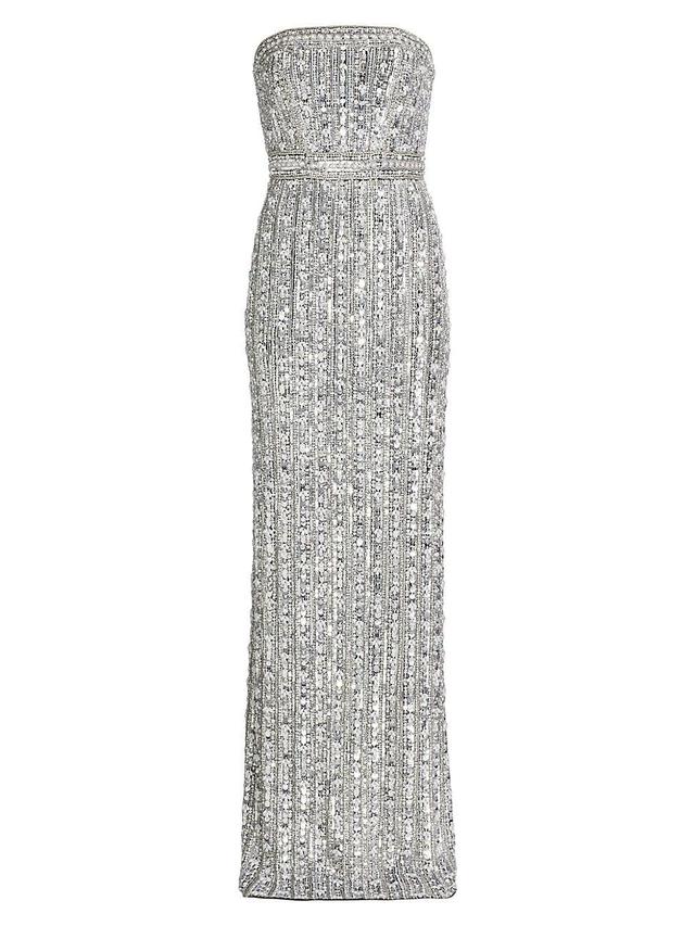 Womens Beaded Strapless Column Gown Product Image