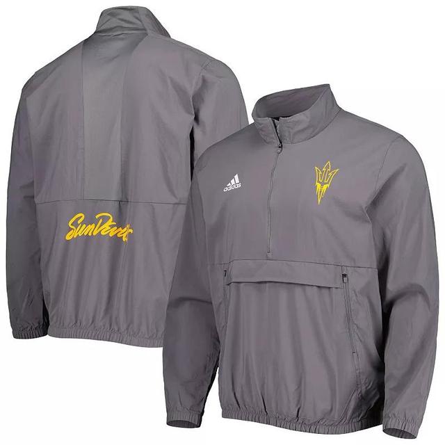 Mens adidas Gray Arizona State Sun Devils Strategy Stadium AEROREADY Woven Half-Zip Jacket Product Image