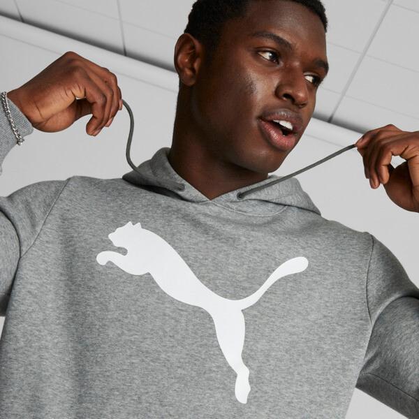 PUMA Big Cat Men's Logo Hoodie in Medium Grey Heather Product Image