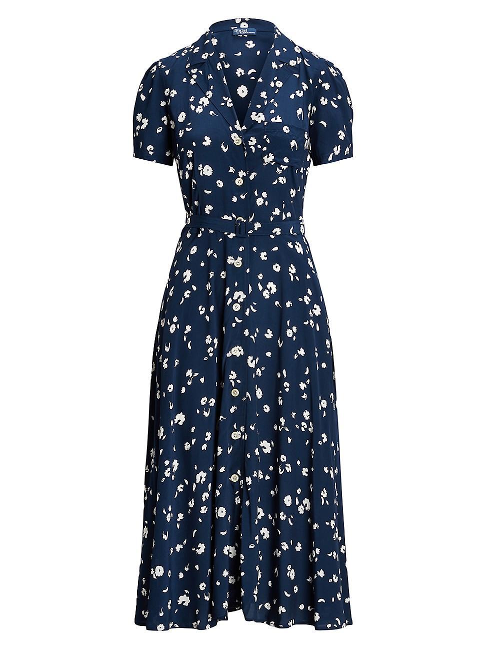 Womens Hampton Belted Floral Crepe Midi-Dress Product Image