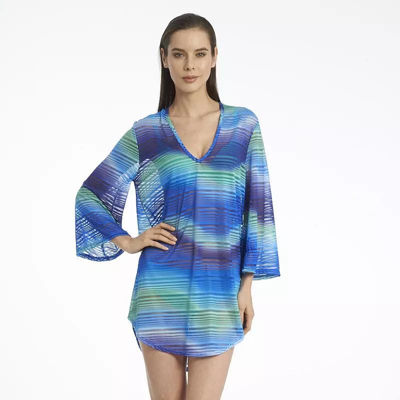 Womens Jordan Taylor V-Neck Swim Cover-Up Tunic Blue Product Image